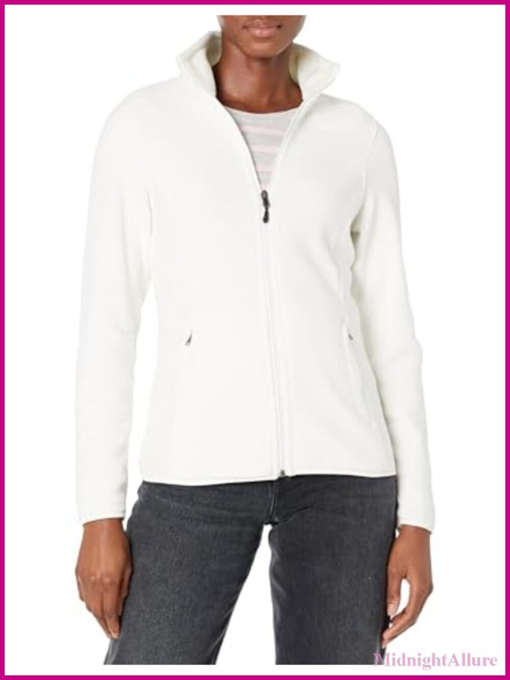 Women's Classic-Fit Full-Zip Polar Soft Fleece Jacket Outerwear Coat with Cuffs